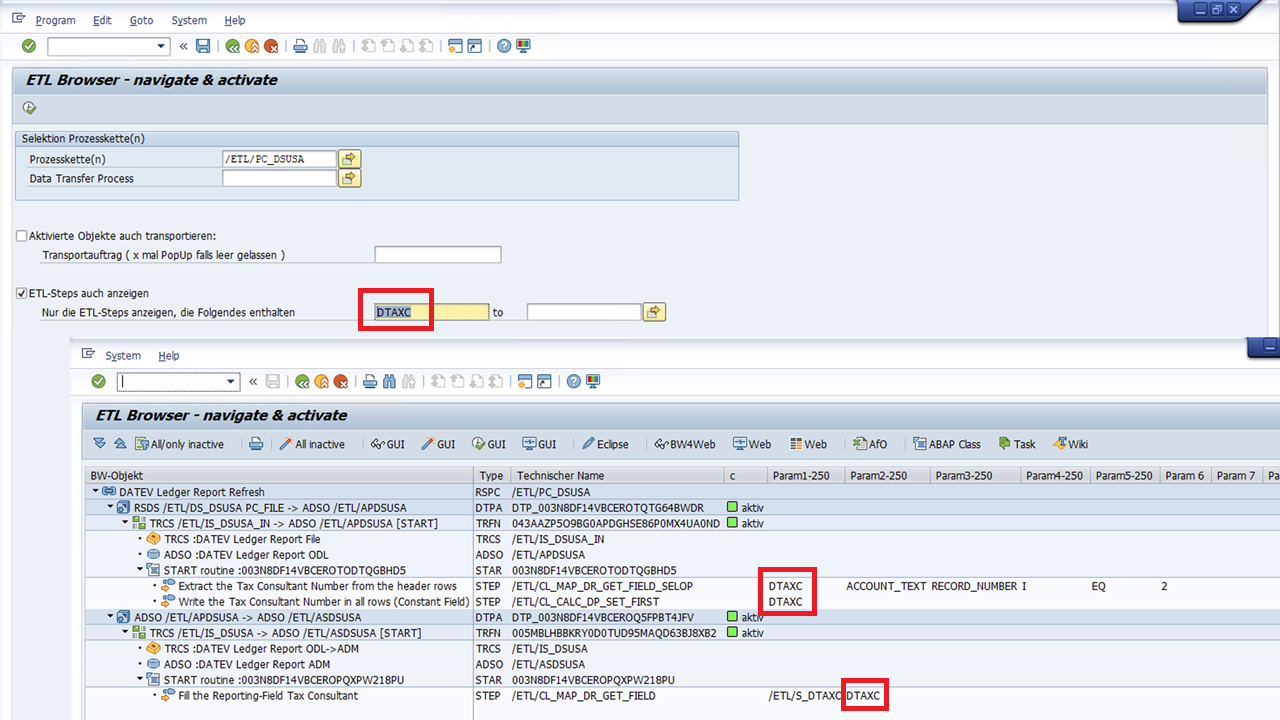 Where-used Analyse für Felder und SAP BW/4HANA Objekte in ETL Steps